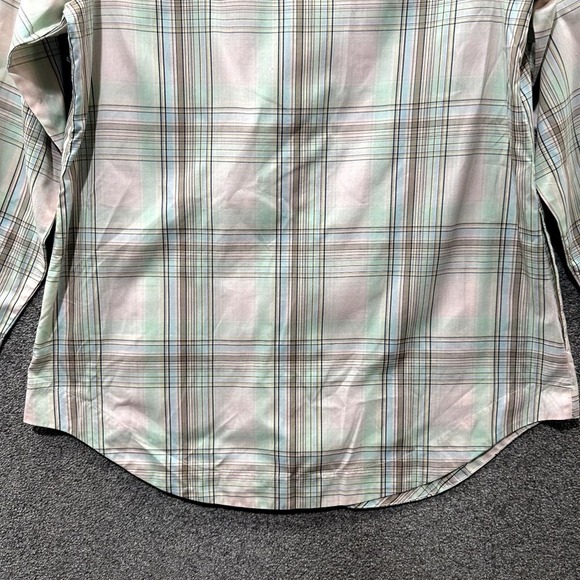 Pendleton Button‎ Up Blouse Top Women 6 Green Plaid Long Sleeve Pockets Cotton - Picture 10 of 12